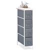 Relaxdays 10023328_492 Mobiletto con 4 Cassetti, Mobile Cassettiera, HxLxP 76x20x48 cm, Tessuto, Metallo, Legno, Grigio