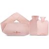AOKITO Borsa Dell'acqua Calda 3 In 1, Borsa Dell'acqua Calda in Gomma con Morbida Copertura in Vita, con Coperchio Morbido Peluche Scaldamani, per Collo e Spalle, Schiena, Gambe, Vita Calda (Rosa, 1.2L)