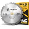 Amboss Werkzeuge - Lama per sega circolare HM, resistente ai chiodi, diametro 300 x 3,2 x 30 mm, per uso estremo nei cantieri edili, FWF (20 denti), con fori combinati