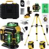 Uadme Livella Laser Autolivellante 360 x 4, Precisione ± 1 mm/5 m, 4D 16 Linee Livello Laser con Treppiede, Laser Verde, Visibilità Eccezionale a 25 m, Supporto Rotante, 2 x 3600mah Batteria(Giallo)