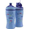 Nuby - Confezione da 2 bottiglie per il latte senza perdite - Bottiglia con beccuccio Flip-it da 360ml + Bottiglia pop-up per bambini - senza BPA - Blu - 12+ mesi e 18+ mesi