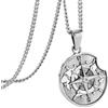 murtoo Collana da uomo, collana con bussola ciondolo da uomo, argento e oro, piastrine da donna, in acciaio inox, idea regalo da donna, 60cm, Acciaio inossidabile, Non pietra preziosa