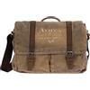 Avirex Borsa Messenger in Canvas e Pelle Bovina Anticata, Cartella a Tracolla Regolabile in Stile Militare, Collezione 140506 CNV0M (Verde Kaki)