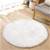 ORINOVA Tappeto Peloso Bianco Rotondo 90 cm Camera da Letto Morbido Rug Tappeti Scendiletto Lavabile in Lavatrice Moderno Salotto
