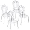 Baroni Home Set di 4 Sedie in Policarbonato Trasparente, Seduta Design Elegante Impilabile e Impermeabile da Soggiorno, Sala da Pranzo, Camera da Letto, 48X46X98, Smerli