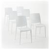 Idea New Garden Srl set di 6 sedie impilabili in polipropilene con fibra di vetro per uso esterno e giardino, bar e ristorante, cucina dal design moderno - CARMEN - Bianco