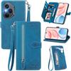 MOJIA Custodia Portafoglio per Honor 400 Pro, Pelle PU Flip Cover per Telefono con Guscio Interno in TPU, Multifunzione Porta Carte con Cinturino Polso. Blu