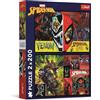 Trefl - Puzzle 2in1: Marvel Spiderman, Il Giorno e la Notte di Spider-Man - 2 x 200 Pezzi - Set di Due Puzzle per Ragazzi