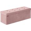 SONGMICS Cassapanca, Pouf Contenitore, Poggiapiedi Pieghevole da 38 x 110 x 38 cm, Ottomano, Regge fino a 300 kg, per Soggiorno, Camera da Letto, Entrata, Rosa Pastello LSF277R01