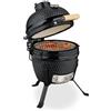 Relaxdays Barbecue a Carbonella Stile Kamado, Griglia Ø 26 cm in Ceramica, BBQ Carbone da Esterno Termometro 450°C, Nero