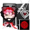 Touloube Rosa Eterna Regalo di San Valentino per Lei, Fiore stabilizzato con collana e scatola regalo, Idee Regali Donna per Natale, Compleanno, Anniversario per Mamma, Moglie, Fidanzata, Ragazza