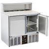 Saladette per Pizzeria 2 Porte GN 1/1, con Piano in Granito e Alzata Inox, 5 Vaschette GN 1/6, +0°C/+8°C