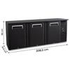 Vetrinetta Frigo da Banco/Retrobanco per Bibite, in Acciaio Nero Zincato, 500 L, -2°C/+8°C, Tre Porte Battenti, H 86 cm, Classe C