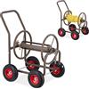 Relaxdays Carrello Avvolgitubo da Giardino, 4 Ruote, Attacco da 3 ", per Tubi Lunghi Fino a 60 m, in Metallo, Marrone