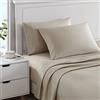 Nautica - Lenzuola king size, rasatello di cotone, 400 fili, liscio e resistente alle rughe (Regatta Beige, King)