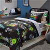 Bedlam - Copripiumino per letto singolo (200 x 140 cm), si illumina al buio, reversibile, 2 fantasie, biancheria da letto per videogiochi, colore: nero