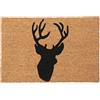 Relaxdays Zerbino da Ingresso in Cocco, Tappetino Antiscivolo con Cervo, 40x60 cm, per Interni e Esterni, Nero Naturale