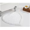 Better Trends Tappeto da bagno in 100% cotone, collezione Shaggy Border, ultra morbido, assorbente, ad asciugatura rapida, ideale per bagno, doccia, camera da letto, 76,2 cm, cuore bianco