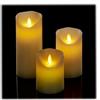 Relaxdays Candele a LED, Set da 3 Ceri con Funzione Timer e Fiamma Oscillante Finta, Lumini Elettronici, Bianco Crema