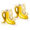 Donkey Products Banana Romance 210735 - Set di 2 portacandele in ceramica dolomite, 7 x 8,5 x 7 cm, colore: Giallo