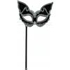 Bristol Novelty EM424 - Maschera per gatti su bastone, colore: nero e argento, confezione da 1 occhio, donna, multicolore, taglia unica