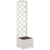 relaxdays Fioriera con Spalliera, Impermeabile, in Legno, per Balcone, Giardino, Rose, Portavasi 2 l, 145,5 cm, Bianco