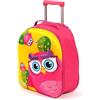 Bayer Chic 2000 - Trolley per bambini Bouncie con motivo 3D a gufo, colore: giallo, rosa, giallo., 40 cm, Bagaglio per bambini