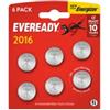 Energizer Micropila Eveready Lithium CR2016 - 3V - a pastiglia - litio - Energizer - blister 6 pezzi (unità vendita 1 pz.)