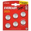 Energizer Micropila Eveready Lithium CR2025 - 3V - a pastiglia - litio - Energizer - blister 6 pezzi (unità vendita 1 pz.)