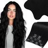 Moresoo Extension Capelli Veri Clip 150g Nero Jet Remy Umani #1 55 cm 7pz