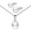 Yumilok Set di Gioielleria da Donna, Collana da Donna, Orecchini a Perno Vintage, con Perle Bianche in Argento Sterling 925, Pearl Diameter: 1cm (Pendant), 0.8cm (Earrings), Argento sterling Perla