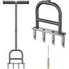 Lifeswell Aeratore per carotaggio Prato, aeratore Manuale a 4 conduttori in Acciaio Inox, per aerazione del Giardino e del Prato, Strumento di aerazione Durevole con Impugnatura in Gomma Morbida per