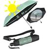 iX-brella Ombrello tascabile XXL con borsa a tracolla, Mint-black - Protezione dai raggi UV e dal calore, 114 cm, Ombrello tascabile XXL