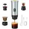 Trsaow Macchina per caffè Espresso Portatile, Macchina per Caffè Elettrica 3 in 1, Caffettiera Portatile da Campeggio, Mini Autoriscaldante, Compatibile con Caffè Macinato e Capsule (Argento)