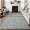 GENIMO Tappeto Grande 200x290 cm, Morbido a Pelo Corto, Antiscivolo e Lavabile in Lavatrice, Stile Boho Vintage, Elegante per Soggiorno, Sala da Pranzo, Camera da Letto, Colore Blu Marino Retro