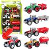 Eymobad Set di 4 trattori in metallo con cabina rimovibile e rimorchio, giocattolo da fattoria, giocattolo per trattori per bambini, in metallo/plastica, robusti modelli di camion, ideale per interni