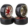 Mxfans 4 PEZZI 12 mm cerchio a Y esagonale & pneumatici lisci per RC1: 10 Drift Car 290147