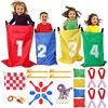 GOLDGE Giochi all'aperto per bambini, set da 32 pezzi per feste di bambini con sacchi di salto, sacco di sabbia, corsa all'uovo, medaglia per bambini dai 3 anni in su