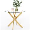 GOLDFAN Tavolo da pranzo rotondo in vetro, moderno, con gambe in metallo dorato, per sala da pranzo (80 cm, oro)