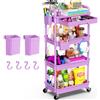 Yeabett Carrello portaoggetti a 4 ripiani con cassetto, carrello degli attrezzi con ripiano in plastica e ruote bloccabili, carrello portaoggetti multiuso per cucina, bagno, ufficio, soggiorno, viola