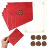 Haplos 6 Buste, 20 Fogli A5 14,5x21cm, 6 Sigilli Decorativi, Rosso | Carta e buste rosse in stile vintage per lettere romantiche, inviti festivi e messaggi di celebrazione.