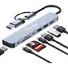 Obcxin Hub USB C 8-in-2, Adattatore USB C con USB 3.0, 2x USB 2.0, Lettore SD/TF, Connettore Doppio USB-C/USB-A, Docking Station in Alluminio per MacBook Pro/Air, iPad Pro, Surface Pro