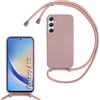 Beajew Custodia per Samsung Galaxy A55 Cover con Regolabile Rimovibile Corda da Catena Collana Necklace Antiurto Cordino Collari per Samsung Galaxy A55, Rosa Sabbia