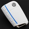 Finest Folia Caso di protezione per la chiave dell'auto con 3 tasti Design custodia per chiavi cover in Silicone TPU Case Accessori per veicoli VB (Bianco Blu)