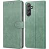 Leacckl Cover per Samsung Galaxy A55 5G, Custodia a portafoglio in Pelle PU Premium [Magnetica a Scatto] [Funzione Stand] per Samsung Galaxy A55 5G, Verde