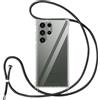 Vauki Cover con Cordino per Samsung Galaxy S23 Ultra,Custodia con Laccio Collana Tracolla Trasparente Silicone TPU+PC Bumper Back Antigraffio Proteggere Case Corda per Samsung S23 Ultra,Nero