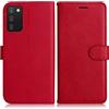 DENDICO Cover per Galaxy A03S, Premium Portafoglio PU Custodia in PU Pelle, Flip Libro TPU Bumper Caso per Samsung Galaxy A03S, Rosso
