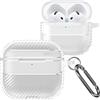 Fofvccv Custodiain Fibra di Carbonio Texture per AirPods 5/4 XW Clear | Cover Protettiva Antiurto Antipolvere Antigraffio con Moschettone e LED Visibile per AirPods 4 2024