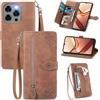 MOJIA Custodia Portafoglio per Doogee Note 58 / Note 58 PRO, Pelle PU Flip Cover per Telefono con Guscio Interno in TPU, Multifunzione Porta Carte con Cinturino Polso. Marrone