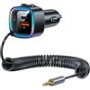 Gobesty Bluetooth Auto, Trasmettitore Bluetooth Per Auto 5.4 Con Jack Da 3,5 Mm, Aux Bluetooth Auto Usb C Aux Per Auto Per Chiamate In Vivavoce e Musica Wireless Compatibile, Suono Hi-Fi Bass Rgb Ambient